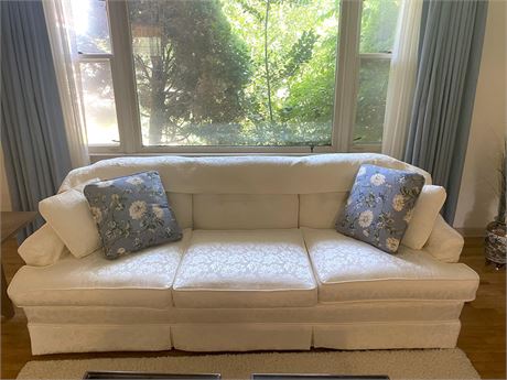 White Upholstered MCM Sofa