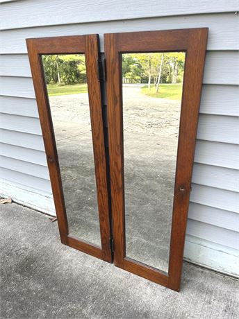 Antique Wood Mirror Front Cabinet Doors