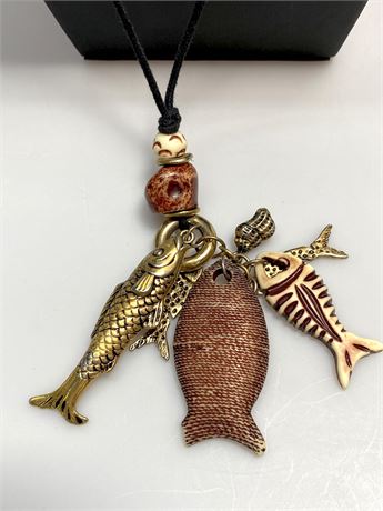 Corded Fish Charm Necklace