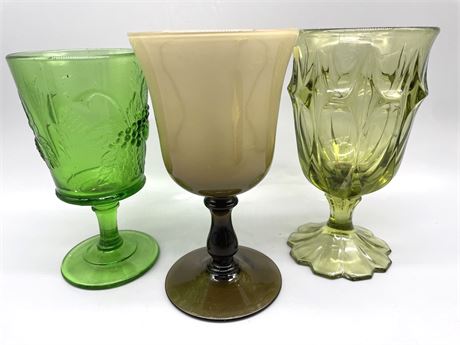 Green Glass Goblets