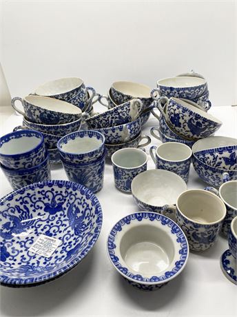 Various Blue and White Phoenix Pieces