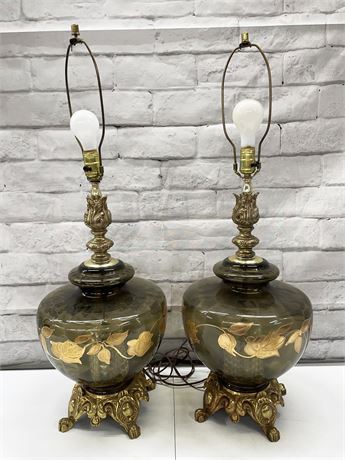 Large Glass Gold Leaf Lamps