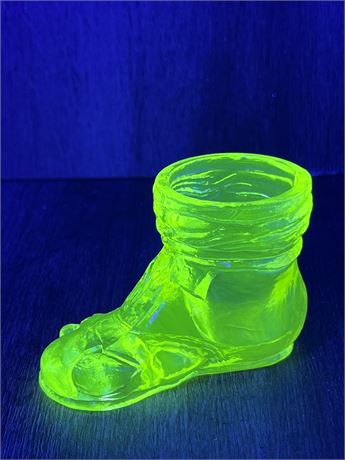 Boyd Uranium Glass Baby Boot