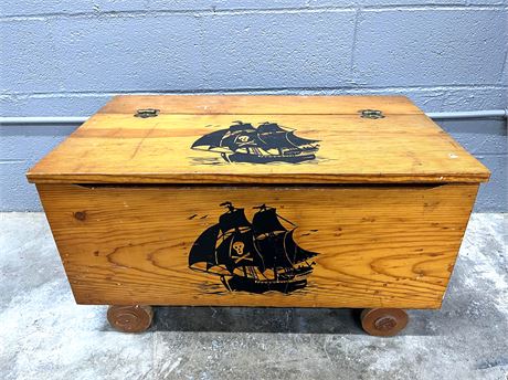 Solid Wood Pirate Ship Toy Chest