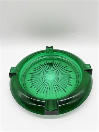 Cut Glass Emerald Green Ashtray