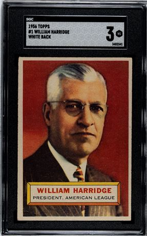 William Harridge #1 - 1956 Topps - White Back