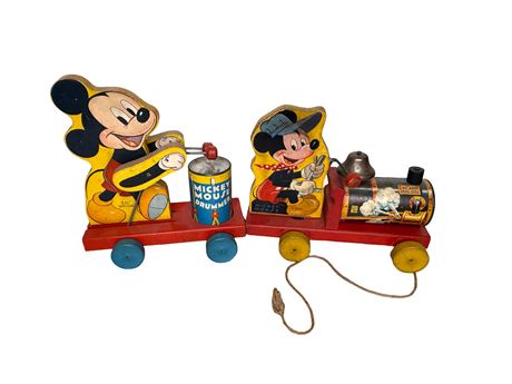 Vintage Mickey Mouse Choo Choo Pull Toys