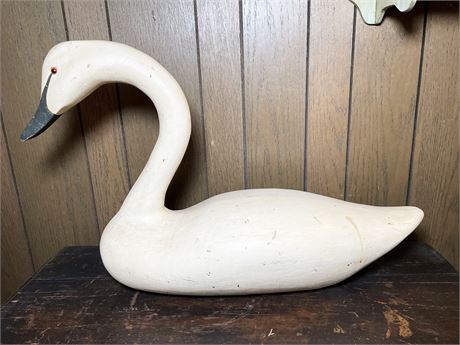 Large Carved Wood Swan