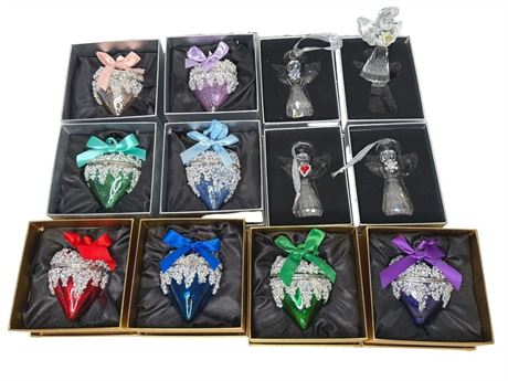Valerie Parr Hill Heart and Angel Glass Ornaments