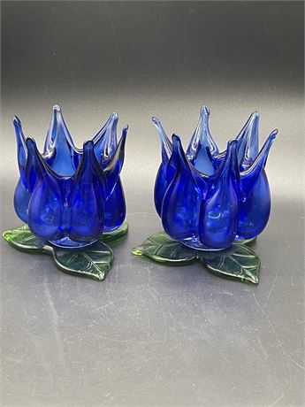 Two (2) Handblown Candle Votives