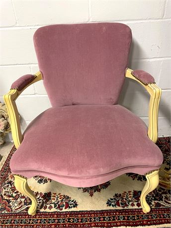 French Style Pink Upholstered Arm Chair