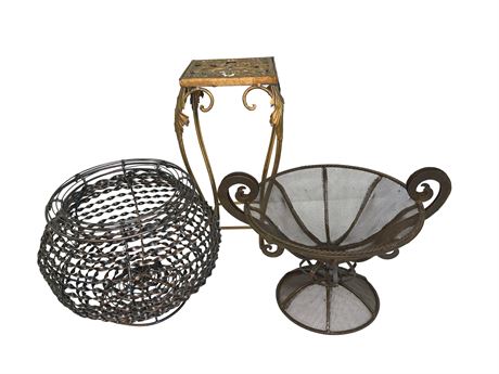 Metal Baskets and Stand