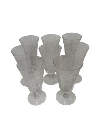 Eight (8) Fostoria Heather Pattern Etched Parfait Cups