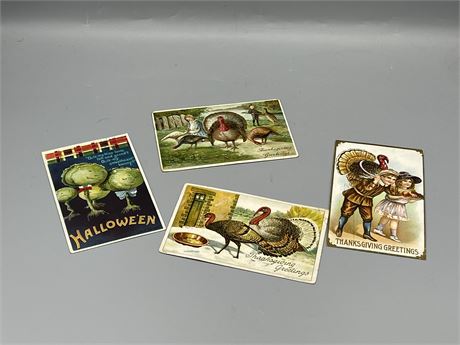 Four (4) Holiday Postcards