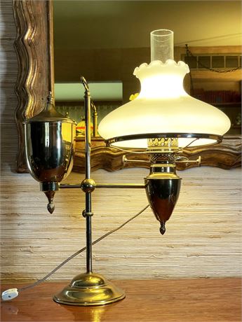 Double Brass Student Table Lamp