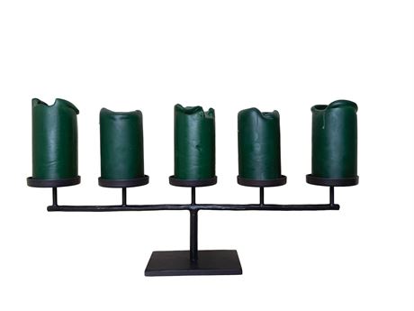 Five Pillar Cast Iron Candle Holder