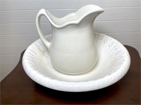 White Porcelain Pitcher and Basin