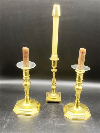 Three (3) Brass Candelsticks