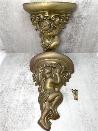 Late 19th Century Bronze Cherub Shelf Sculptural Wall Accent