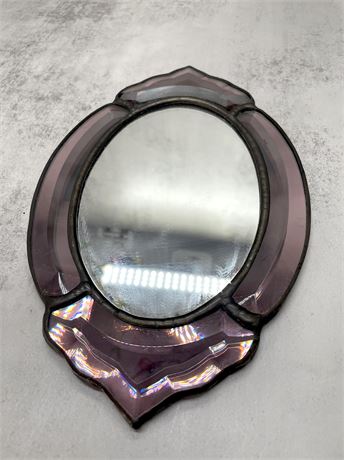 Art Deco Pink Stained Glass Wall Mirror