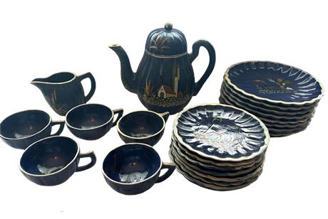 Blue Hand Painted Mexican Pottery