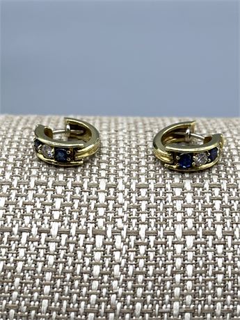 14 KT Diamond & Sapphire Earrings