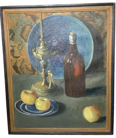 1930s Still Life Painting on Canvas
