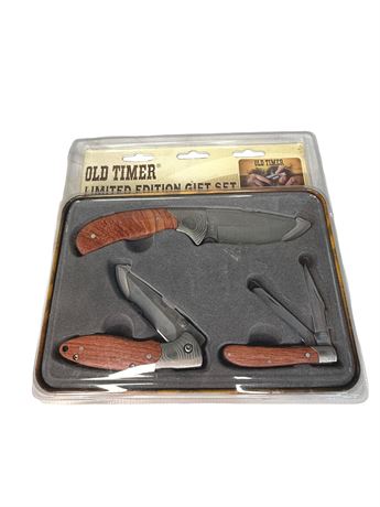 Schrade Old Timer 3pc Wood Handle Knife Set