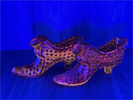 Fenton Amberina Hobnail Cats Head Shoes