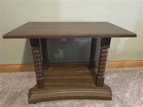 Faux Wood Two-Tier Rolling Table