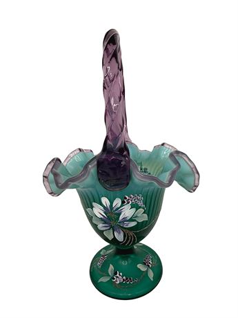 Fenton New Century XXI Dragonfly Signed Handpainted Basket