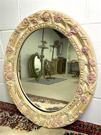 Raised Flower Oval Wall Mirror