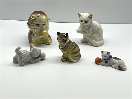 Five (5) Cat Figurines