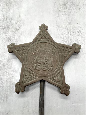 Antique Civil War GAR 1861-1865 Bronze Cemetery Grave Marker