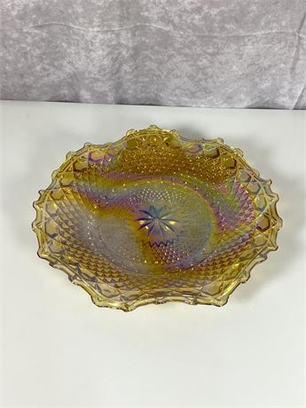 Indiana Glass Marigold Carnival Ruffled Dish