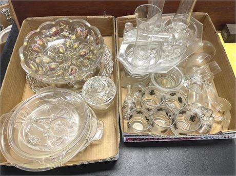 Large Vintage Glass Platter and Cup Lot