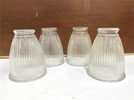 Four (4) Matching Ribbed Glass Lamp Shades