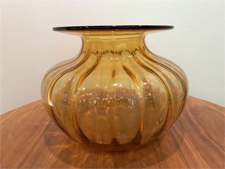 Large Amber Empoli Glass Jar