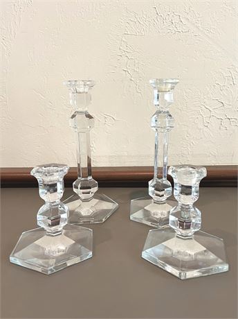 Val St Lamberty Crystal Candlestick Holders