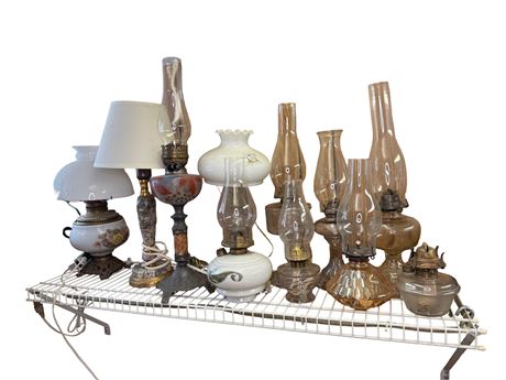 Large Lot of Oil Kerosene Lamps Lot 7