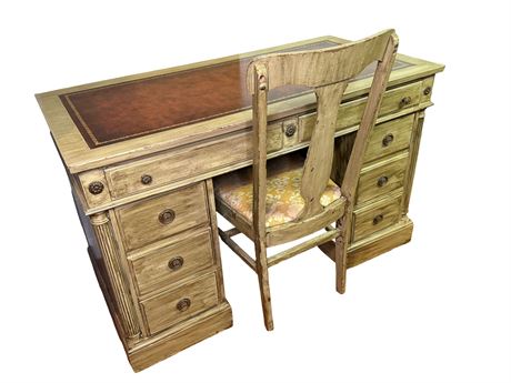 Vintage Stiehl Furniture Leather Top Desk w/ Chair