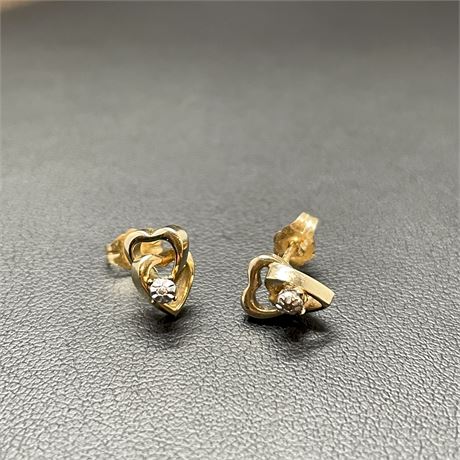 14kt Yellow/White Gold Heart Earrings