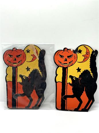 Two (2) Halloween Cat Decorations
