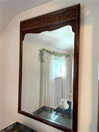 Henredon Asian Chinoiserie Floral Wood Wall Mirror