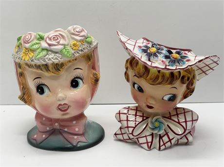 Colorful Girl Head Vases
