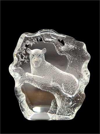 Vintage Mats Jonasson Carved Crystal Sculpture Sweden