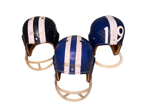 Vintage Blue/White Football Helmets