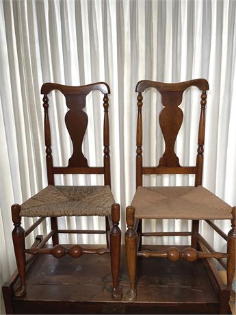 Two (2) Oak Wicker Chairs