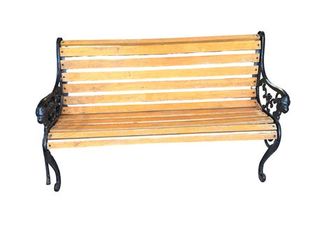 Garden Bench with Wrought Iron Sides