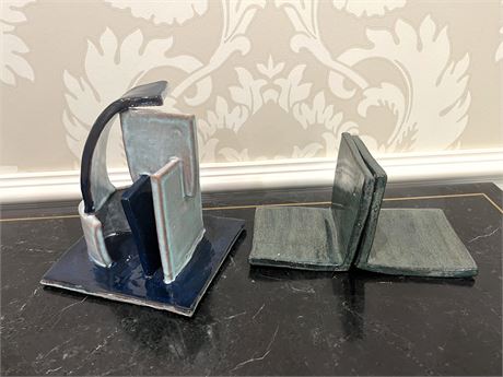 Tile Pottery Sculpture Art and Bookends